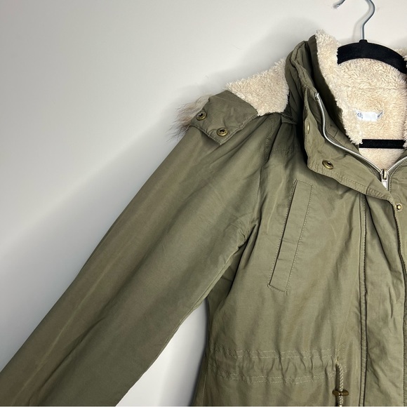 Ricki’s woman’s Fleece vest Winter Thick Long Parka Jacket Hooded green XS - Picture 4 of 16